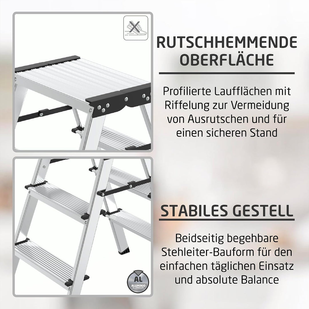 Amig Klapphocker 3 Stufen Aluminium 57x60x36 cm