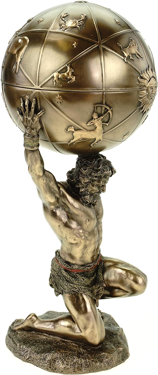 Atlas trägt die Welt auf s.Schultern bronziert Figur Skulptur