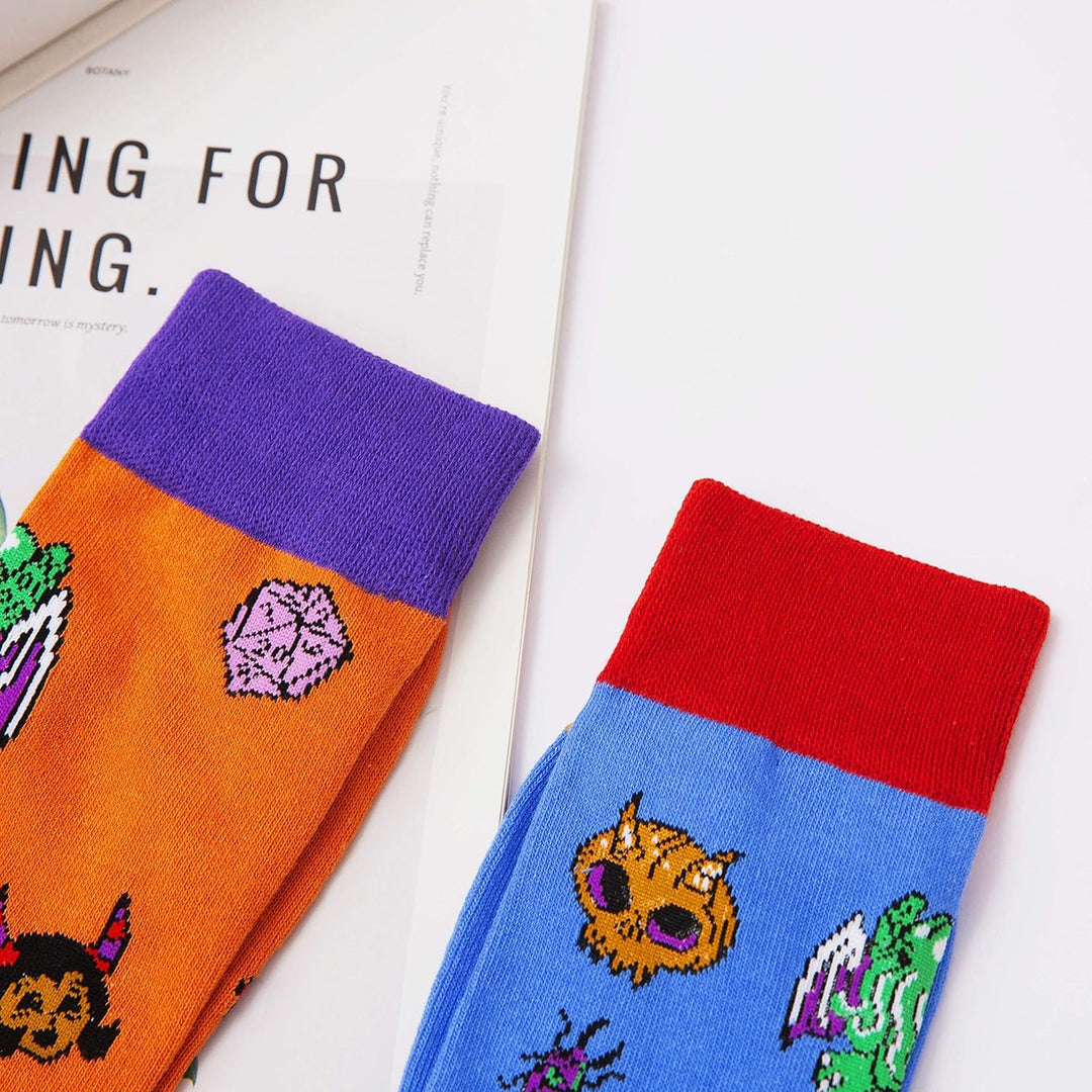 Fantasydice 2 Paar Cthulhu Eldritch lustige Socken für Männer dnd Geschenke Herren Socken Geschenke