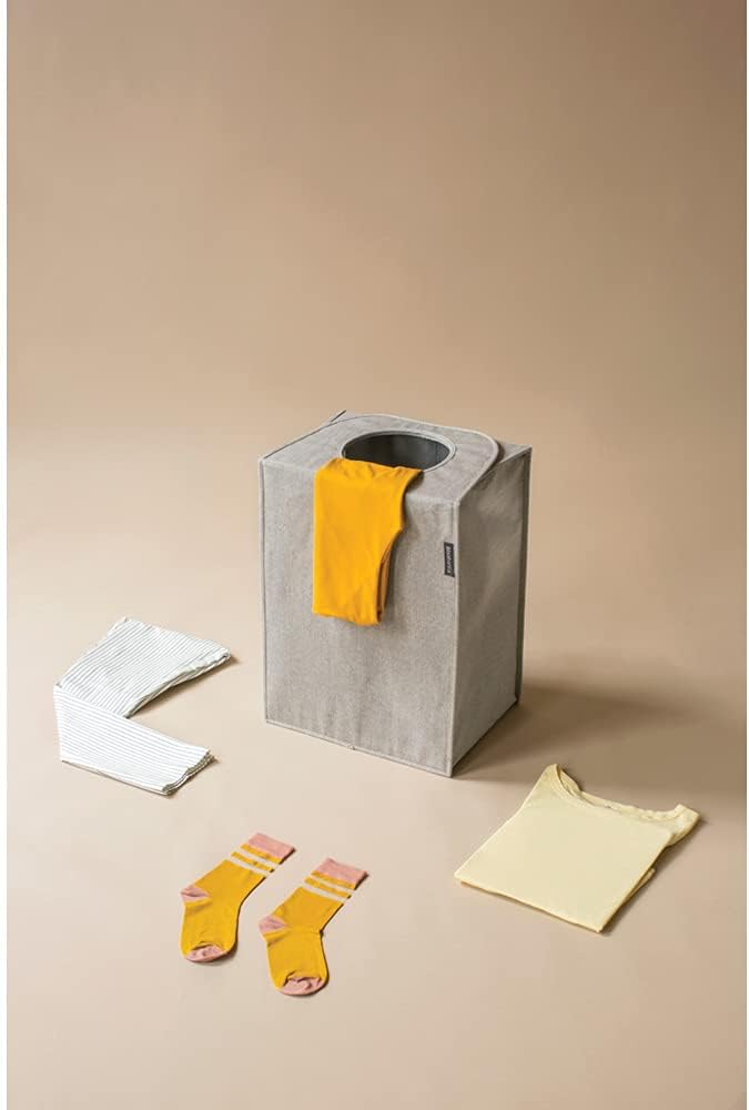 Brabantia - Wäschesack - Quick-Drop-Öffnung - Robuste Textilsack - Platzsparend - Der Deckel lässt s