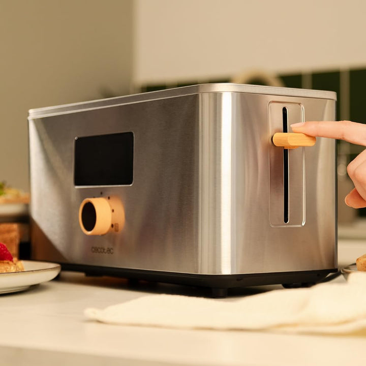 Cecotec Vertikaler Toaster mit 2 Langschlitzen Touch&Toast Extra Double, 1500 W, 4 Scheiben Brot, Ex