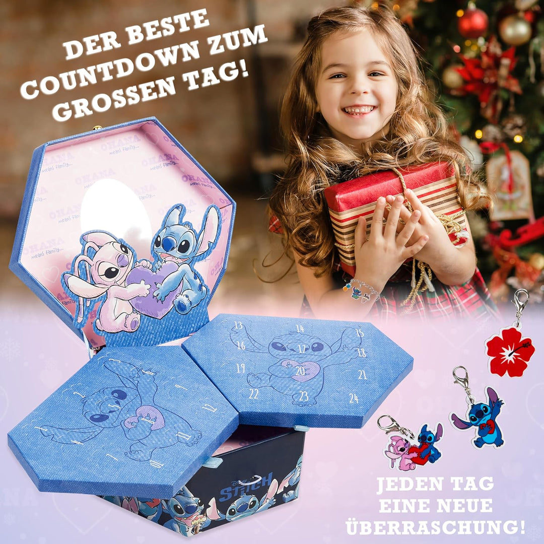 Disney Stitch Adventskalender 2023, Mädchen Charm Armband Weihnachten Countdown Kalender (Stitch Jew