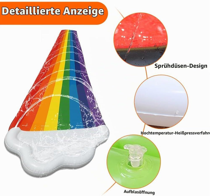 480x140 cm Wasserrutsche Garten für Kinder, Doppelte Wasserrutschmatte mit Bodyboards, Wasserrutsche