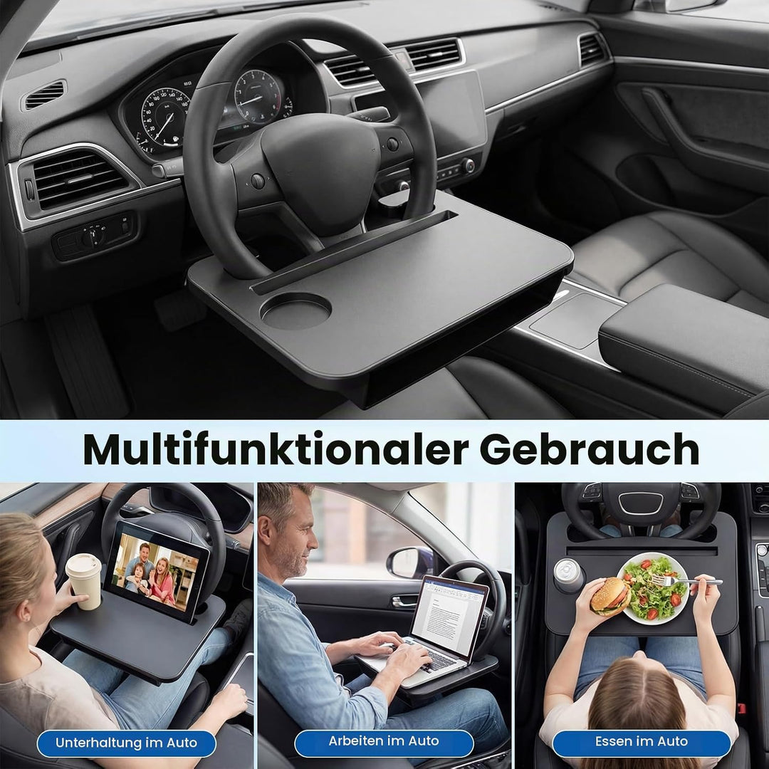 Auto Lenkrad Tisch Multifunktionaler Tragbarer Laptophalter &amp; Esstisch für Auto, 37 x 27.7 cm, Schwa
