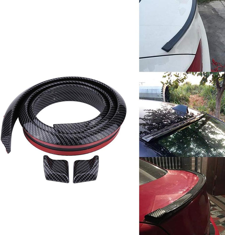 Heckklappen Lippenspoiler, 1,5 m Carbonfaser Weichgummi Auto Heckklappen Spoilerflügel Lippenaufkleb
