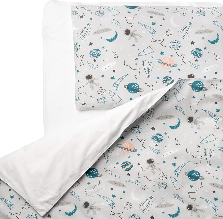 FlyIdeas Baby Bettwäsche Komplett Set 100x135 cm, 100% Reine Zert. Baumwolle Baby Decken Set mit Kis
