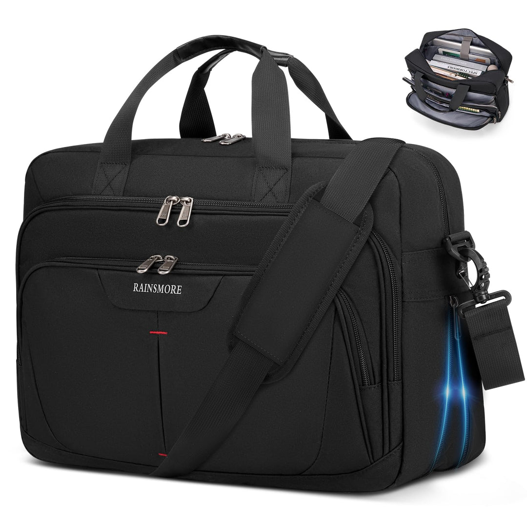 RAINSMORE 17,3 Zoll Laptoptasche Herren,Erweiterbare Aktentasche für arbeit | Grosse Wasserdichte La