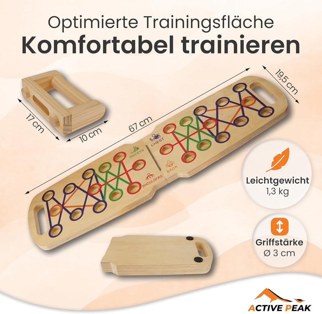 Push Up Board Holz 24-in-1 faltbares Liegestützbrett mit Griffen, Liegestützgriffe für Brust, Trizep