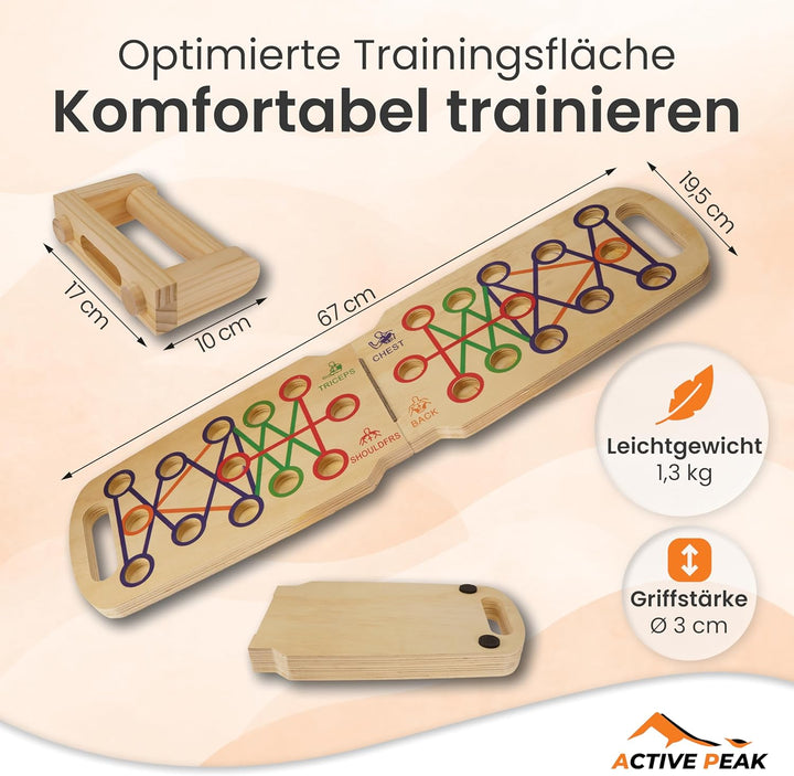 Push Up Board Holz 24-in-1 faltbares Liegestützbrett mit Griffen, Liegestützgriffe für Brust, Trizep