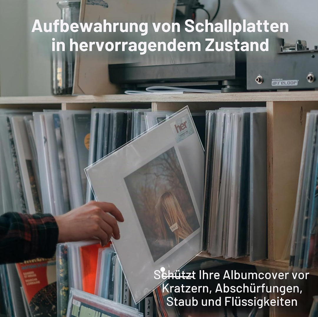 Schallplatten Hüllen 12 Zoll Aussenhüllen, 200 Stück Lp Schutzhüllen, Transparent Vinyl Hüllen, 12,7