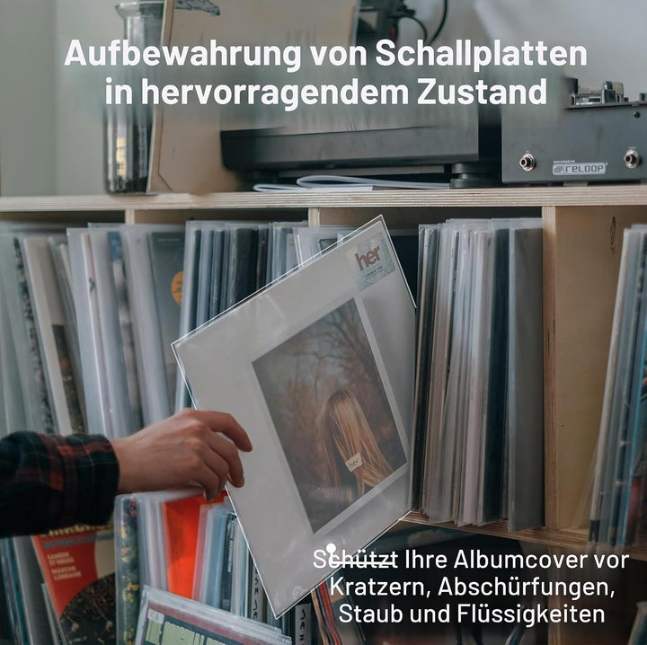 Schallplatten Hüllen 12 Zoll Aussenhüllen, 200 Stück Lp Schutzhüllen, Transparent Vinyl Hüllen, 12,7