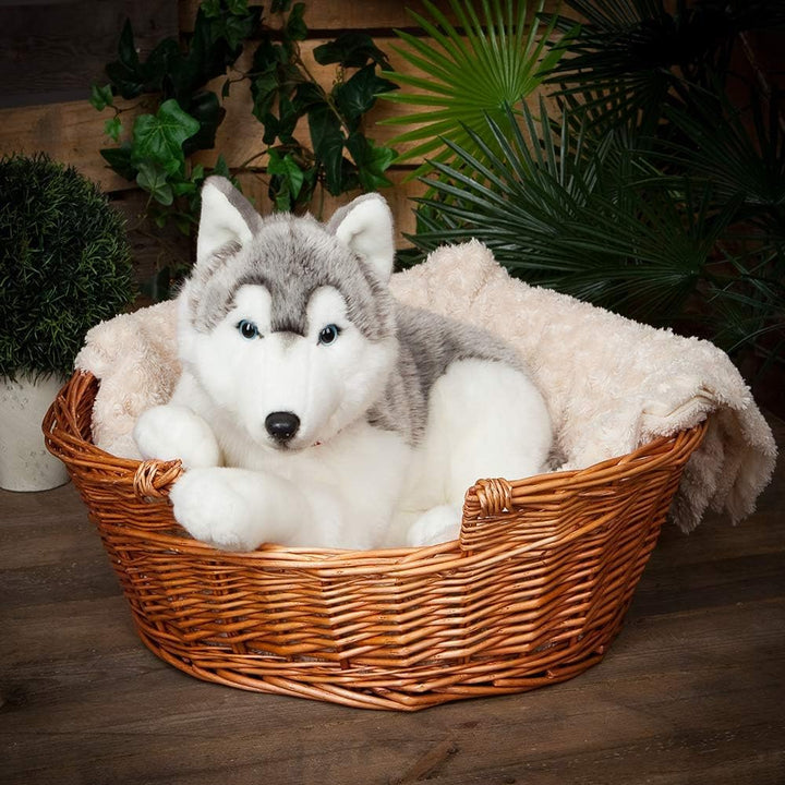 Living Nature Soft Toy - Grosses Stofftier Husky , grau und weiss (60cm) Husky (60cm), Husky (60cm)