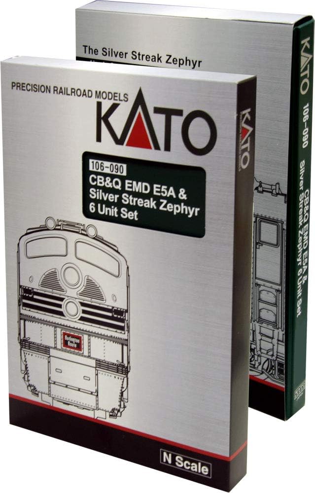 Spur N Kato Zug EMD E5A + Silver Streak Zephyr