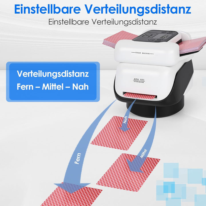 2 in 1 Automatischer Kartenmischer und Austeiler, 360° Kartenmischmaschine und Austeiler, für 2-8 Sp