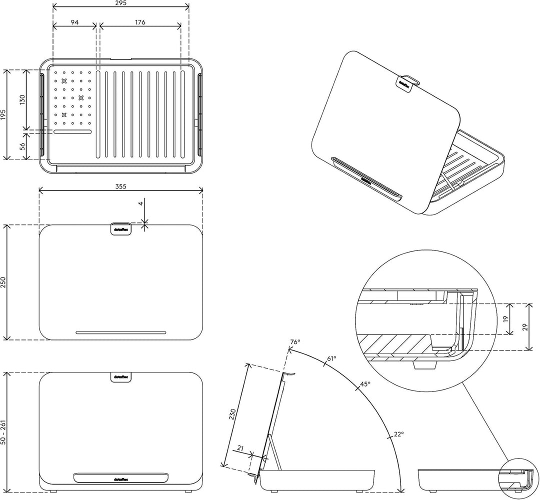 Dataflex Bento® Ergonomische Toolbox 900 Weiss - Laptop-Halter, Tablet-Halter, Dokumentenhalter, Auf