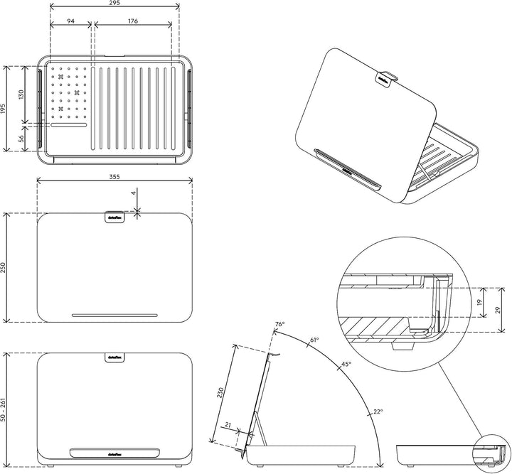 Dataflex Bento® Ergonomische Toolbox 900 Weiss - Laptop-Halter, Tablet-Halter, Dokumentenhalter, Auf