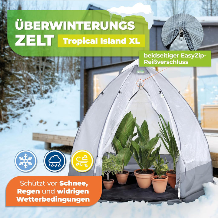 BioGreen Überwinterungszelt/Foliengewächshaus Tropical Island XL | lichtdurchlässige PE-Gitterfolie