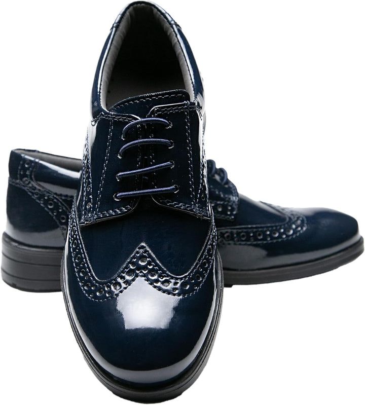 Jungen Kunstleder Lack Brogue Abendschuhe Schnürschuhe formelle Hochzeit Pagenkopf Schuhe 22 EU Mari