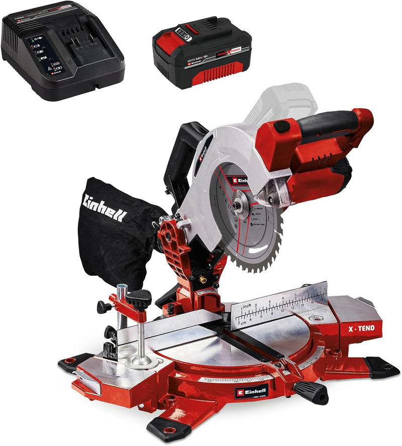 Einhell Akku-Kappsäge TE-MS 18/210 Li Power X-Change (Li-Ion, 18 V, 3.000 min-1, neigbarer Sägekopf,