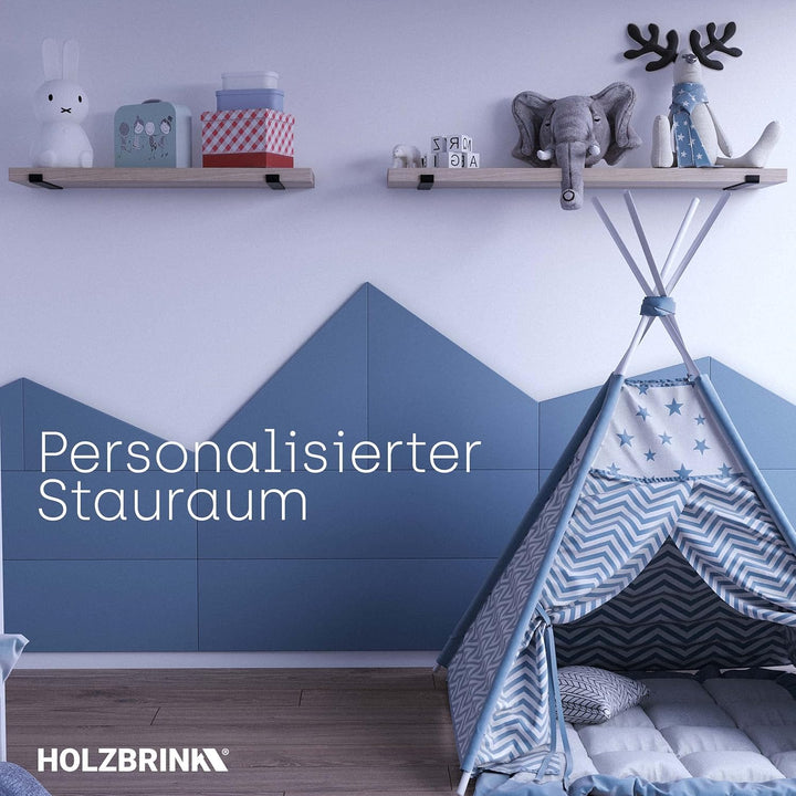 HOLZBRINK Metall Regalträger Regalhalter für Wandregal, Wandhalterung schwarz 250mm, 10 Stück, HLR-J