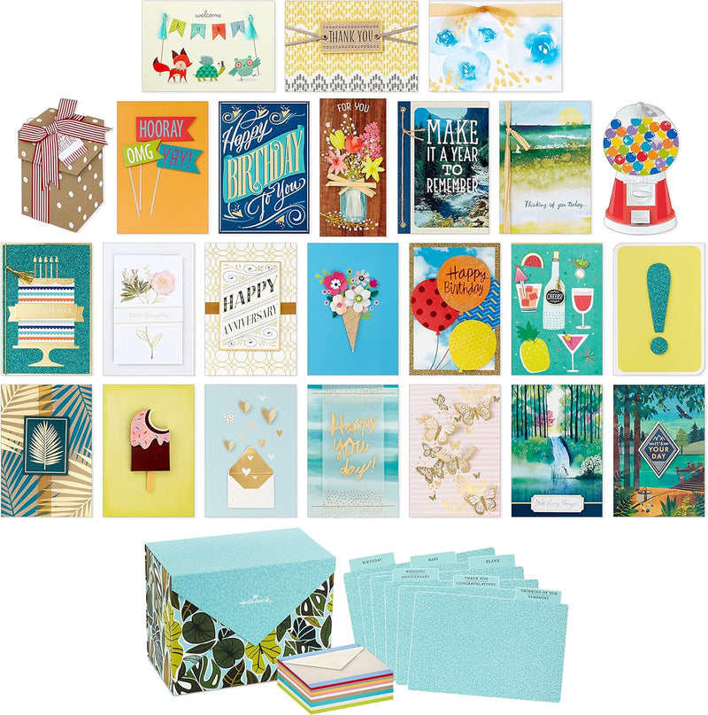 Hallmark 24 Stück handgefertigte Grusskarten, Modern Greenery, Geburtstagskarten, Babyparty-Karten,