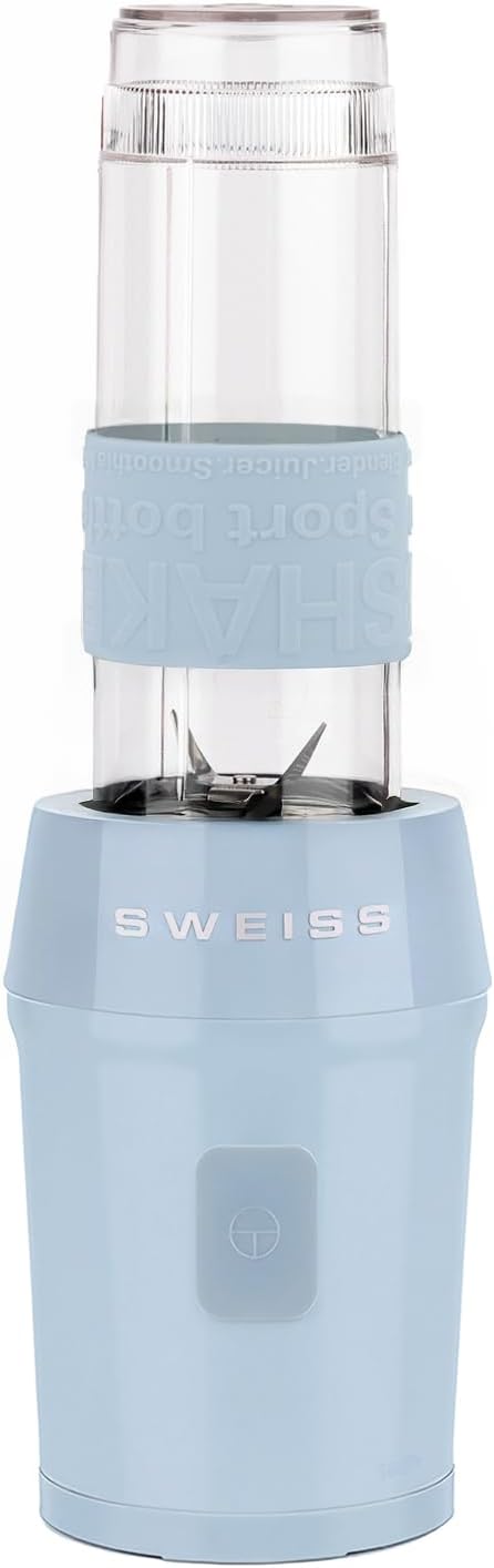SWEISS Mini-Blender, tragbarer Mixer, Smoothie MOOV6, 2 Trinkflaschen à 570 ml mit Reisedeckeln, 4 E