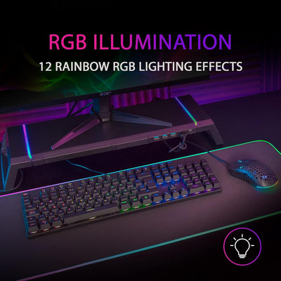 Mars Gaming MK422 Schwarz, Mechanische Gaming Tastatur RGB, Antighosting, Mechanischer Switch Rot, P