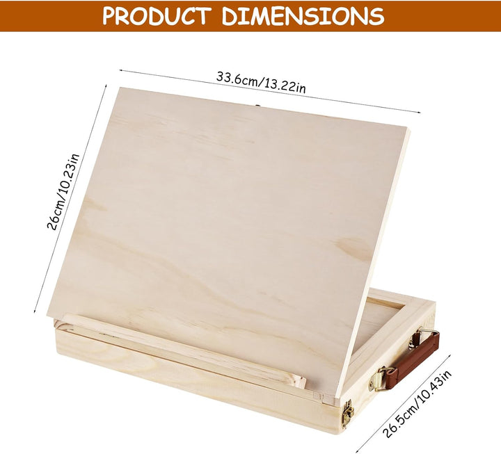 Holztisch Staffelei Box, Verstellbare Massivholz Tischbox Staffelei mit Aufbewahrungsschublade, Trag