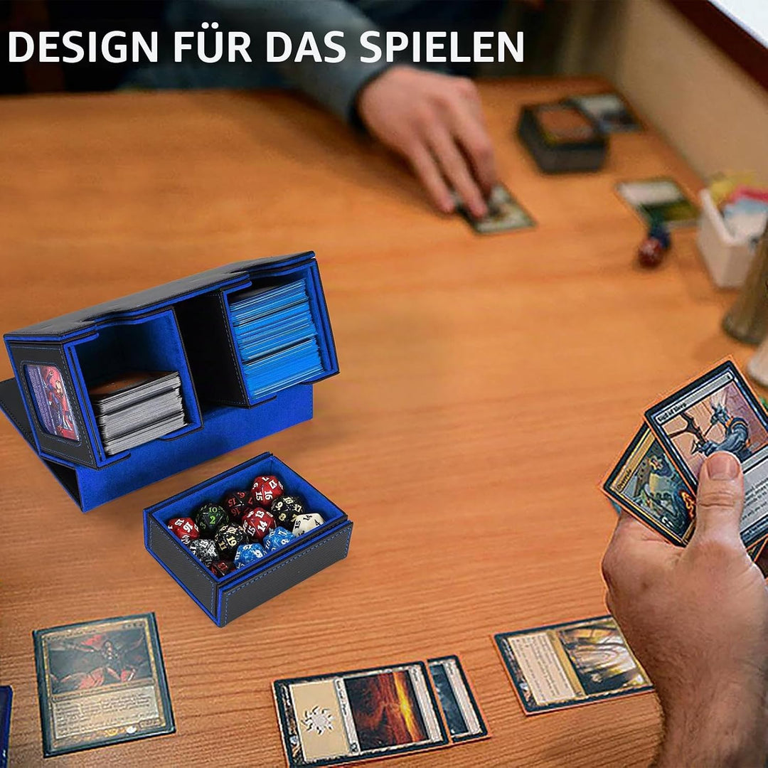 AFIING MTG Commander Kartenbox, 3-in-1 Karten-Aufbewahrungsbox für 200+ doppelt gesleevte Karten, Ma