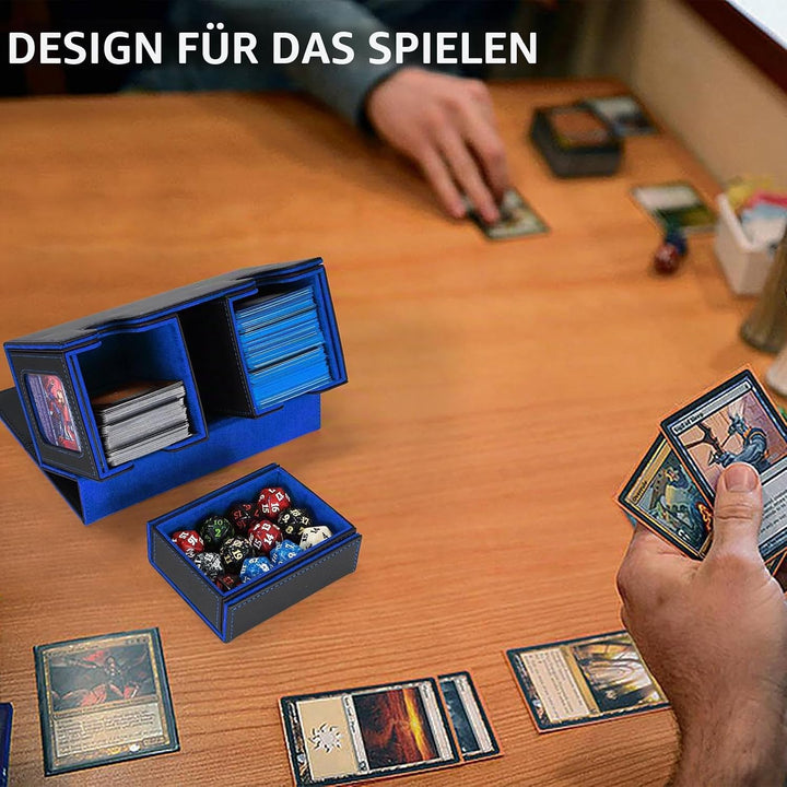 AFIING MTG Commander Kartenbox, 3-in-1 Karten-Aufbewahrungsbox für 200+ doppelt gesleevte Karten, Ma