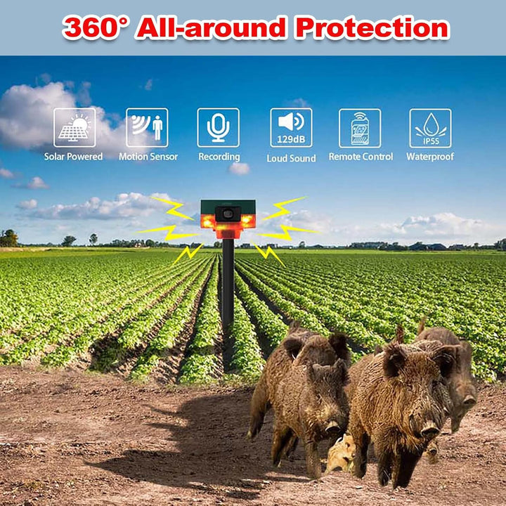 KEEDA Solar 129dB Sound & Blitzlicht 360° Bewegungssensor Alarm, Aufzeichnung Benutzerdefinierter Na
