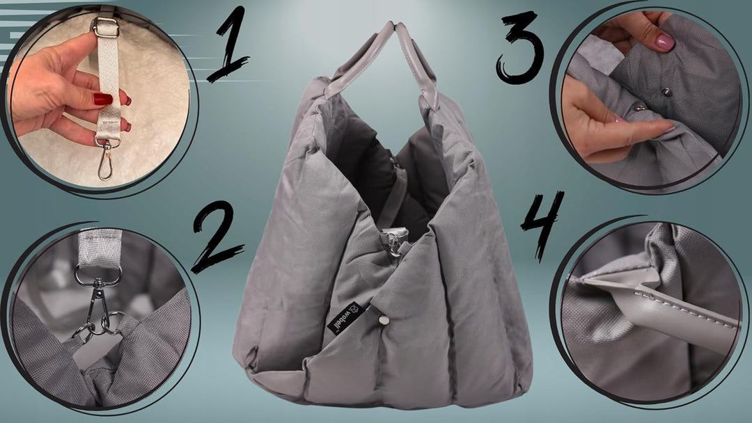 Wobbler Transporter 3in1 für Hund und Katze, Grau, Eco Leder und Polyester, 50x40cm, Transporttasche