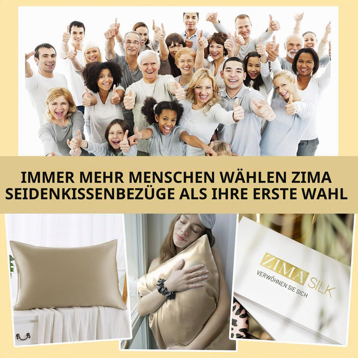 ZIMASILK Kissenbezug aus 100% Seide für Haare und Haut. Doppelseitige 19 Momme Reine Maulbeerseide K