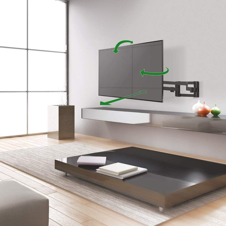 Barkan 1 Meter lang TV Wandhalterung, 13 - 80 Zoll Doppelarm, Schwenkbar / Vollbewegung flach & curv