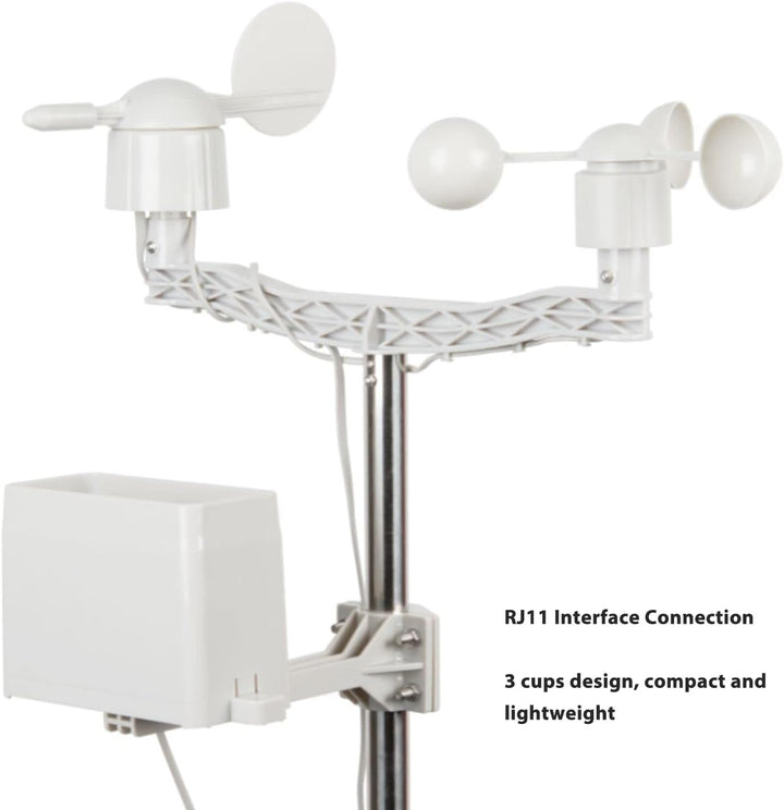 Windbecher, 3 Becher Windmessdetektor, Windgeschwindigkeitssensor-Anemometer mit RJ11-Anschluss, WH2