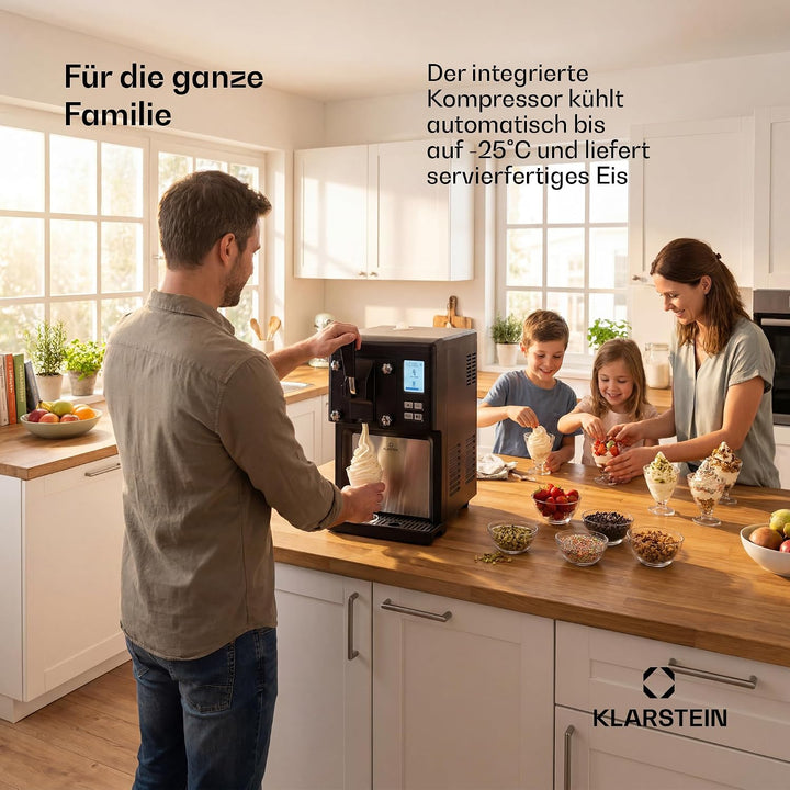 Klarstein Sweet Sundae - Eiscrememaschine, 1,5 Liter, mitselbstkühlendem Kompressor, 200 Watt, Ausga