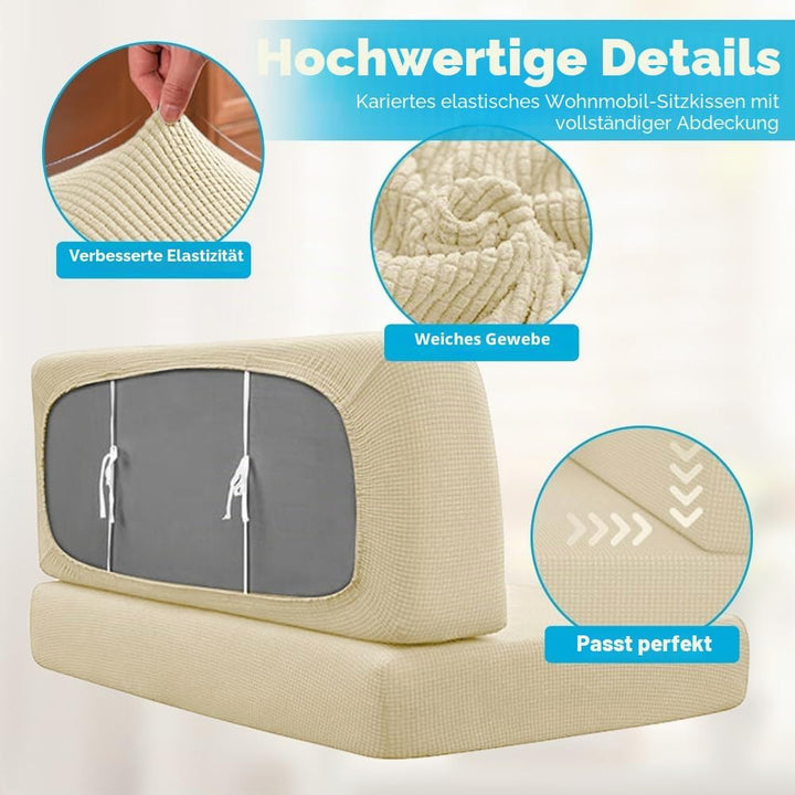 2 Stück Camper Kissenbezüge, 1 Set Spannbezüge Couch, RV-Sitzbezüge, Wohnwagen Polster, Sofa-Sitzkis