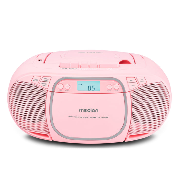 MEDION E66476 Stereo Sound System (Boombox, CD-Player, MP3, Kassette, tragbarer Kassettenspieler für