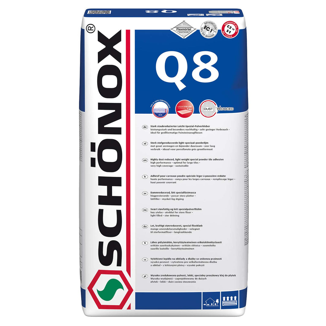 Schönox Q8 Fliesenkleber 15kg, Zement, Paste, Eimer, Stark, Porzellan, Fliesen, Kunststoff, andere O