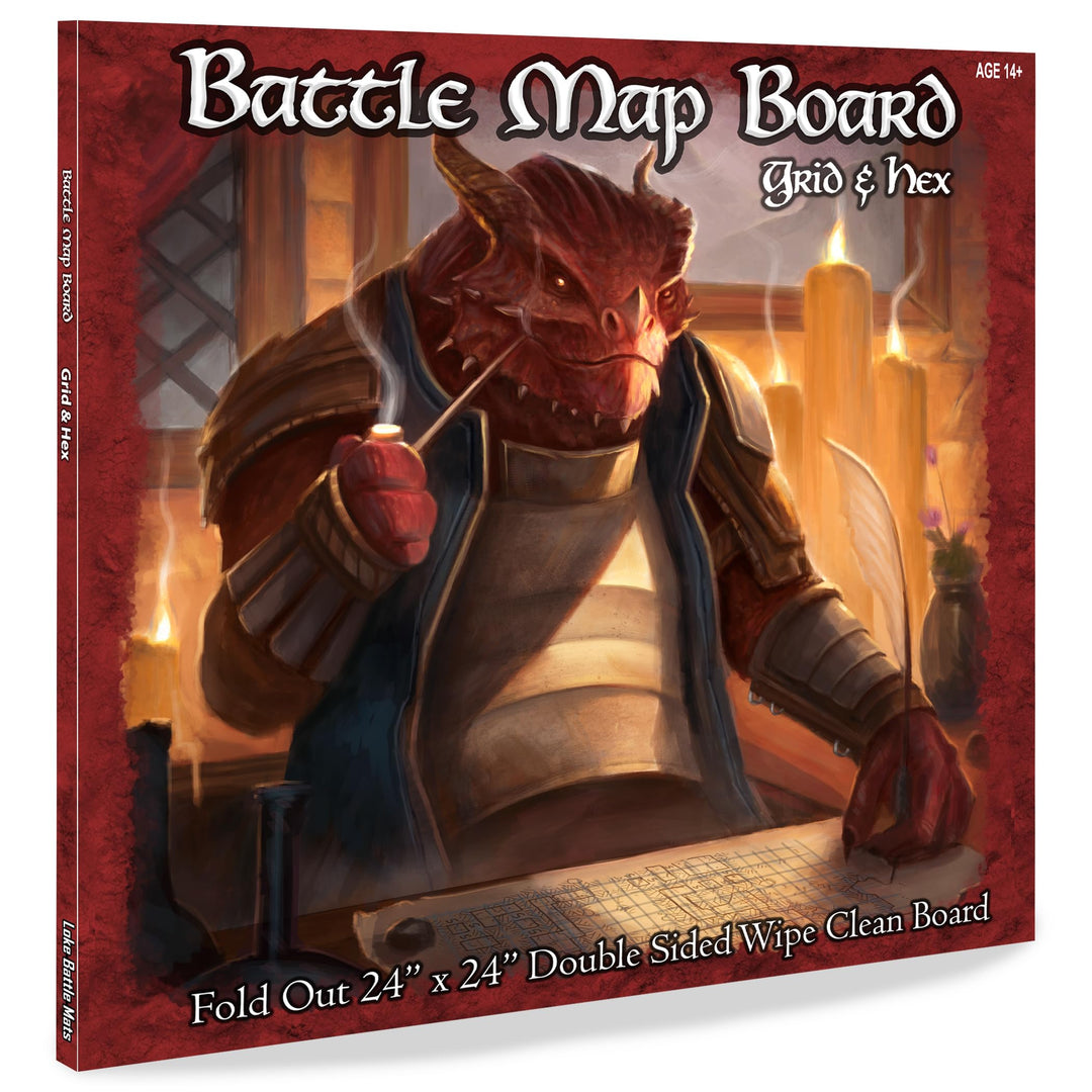 Battle Map Board - Grid & Hex | Wipe-Clean Brett für RPG & Dungeon & Game Masters | 24x24 Zoll