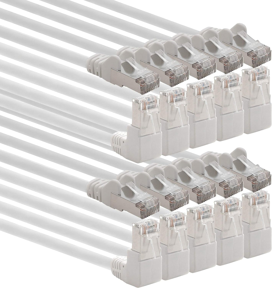 1aTTack.de 366238 Cat.6 Netzwerkkabel Winkel 90 Grad 5m - weiss - 10 Stück - Cat6 Patchkabel (SFTP P