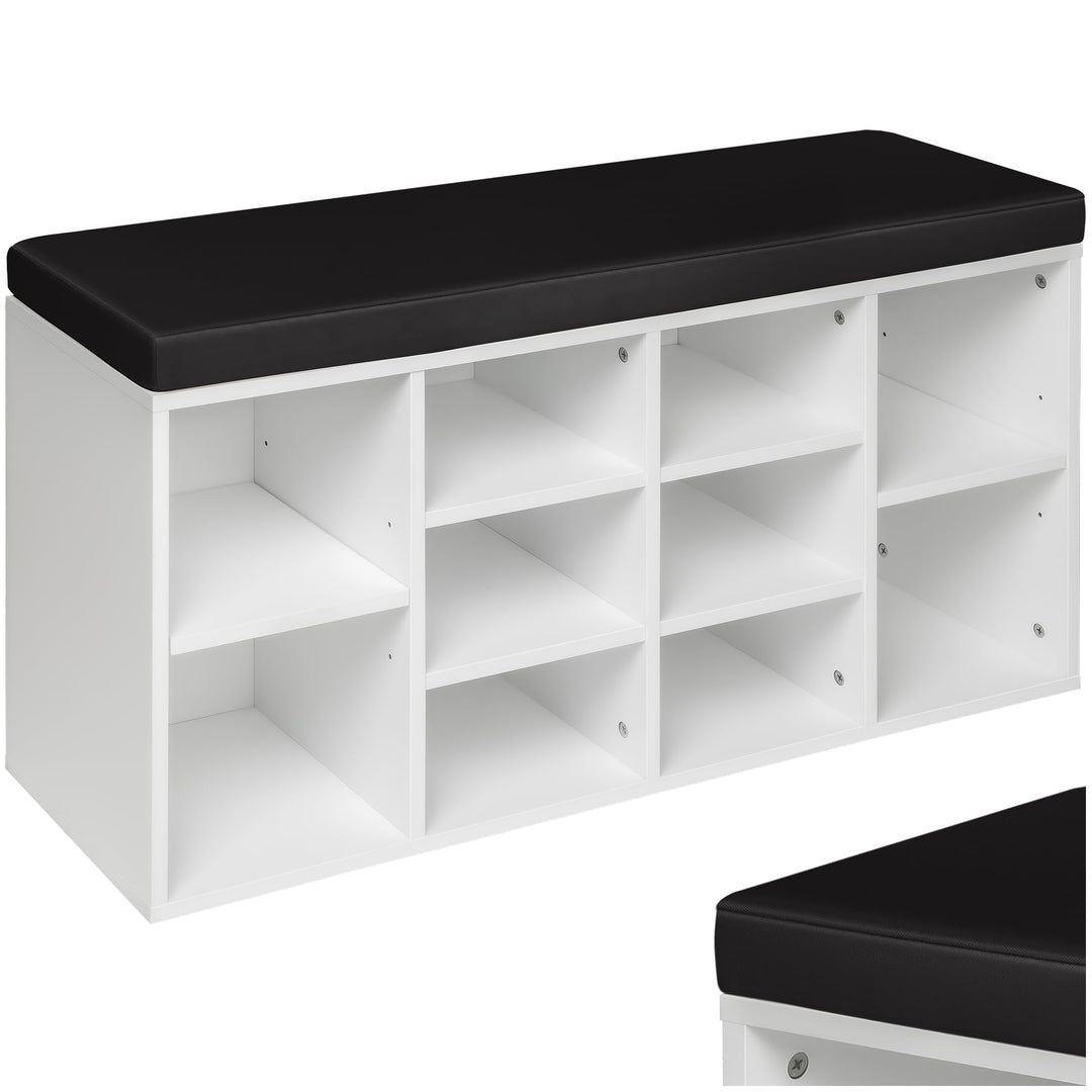 tectake® Schuhschrank mit Sitzbank, Schuhregal, Sitzbank mit Stauraum für 10 Paar Schuhe, Garderobe,