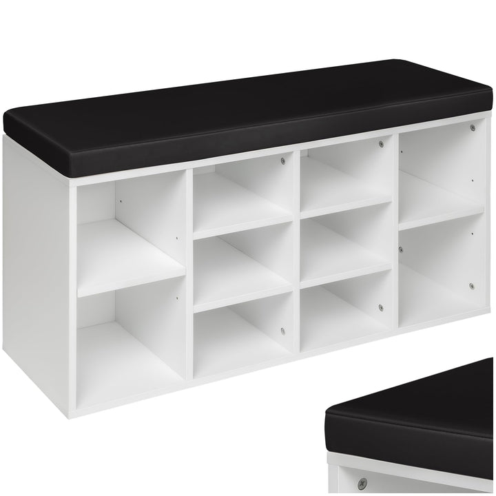 tectake® Schuhschrank mit Sitzbank, Schuhregal, Sitzbank mit Stauraum für 10 Paar Schuhe, Garderobe,