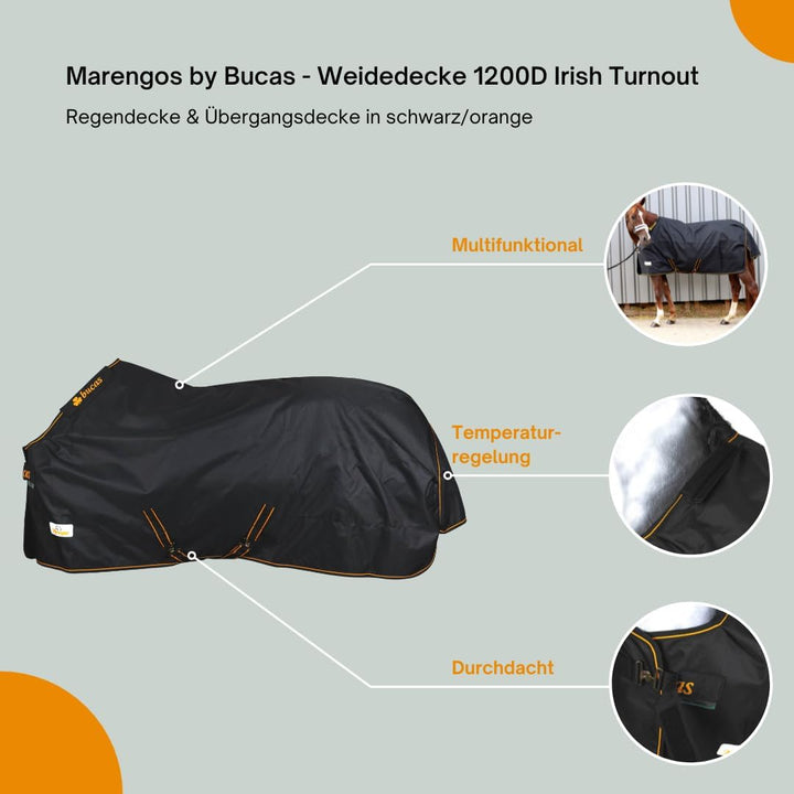 Marengos by Bucas - Winterdecke Weidedecke 1200D Irish Turnout mit 50g, 100g, 200g oder ohne Füllung