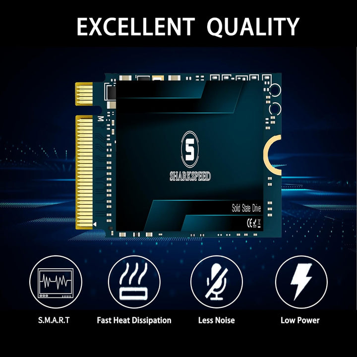 M.2 2230 SSD 2TB SHARKSPEED NVMe PCIe Gen 4.0 x4 30mm, SSD Festplatte Interne Solid State Drive für