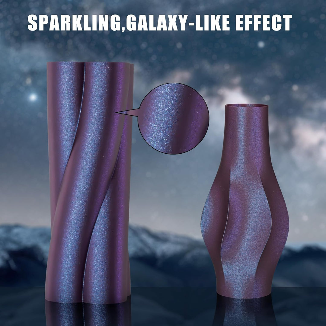 TINMORRY 4er Set Galaxy PLA Filament 1,75mm (je 750g 750g) für 3D-Drucker - Farbe: Magenta + Grün +