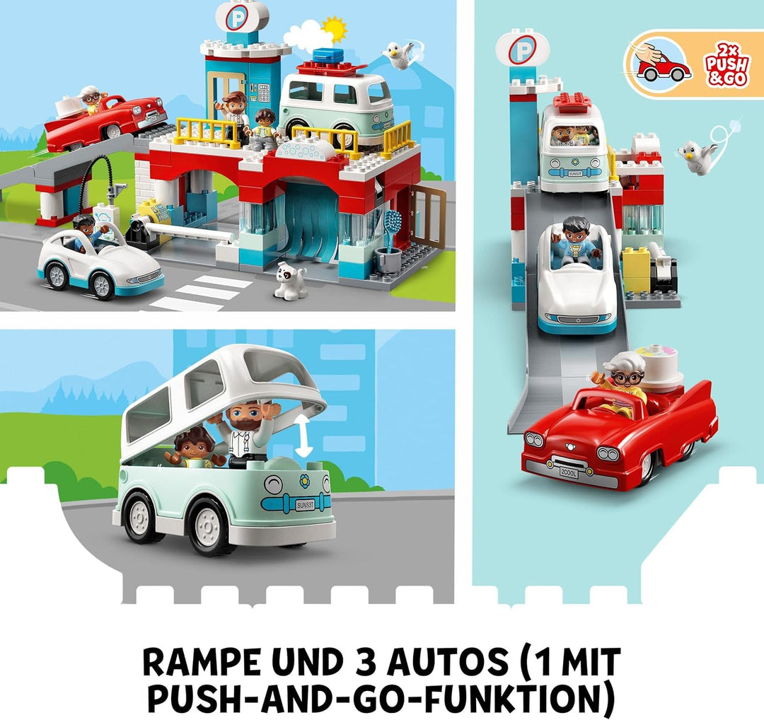 LEGO 10948 DUPLO Parkhaus mit Autowaschanlage, Spielzeugautos, Parkhaus Spielzeug für Kleinkinder, M