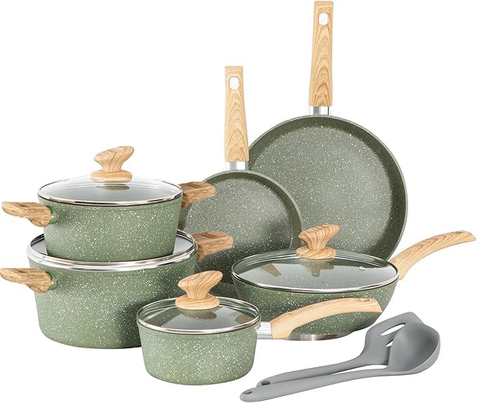 Kitchen Academy Topfset 12tlg Antihaft-Versiegelung Kochgeschirr Set Topf und Pfannenset mit Deckel,