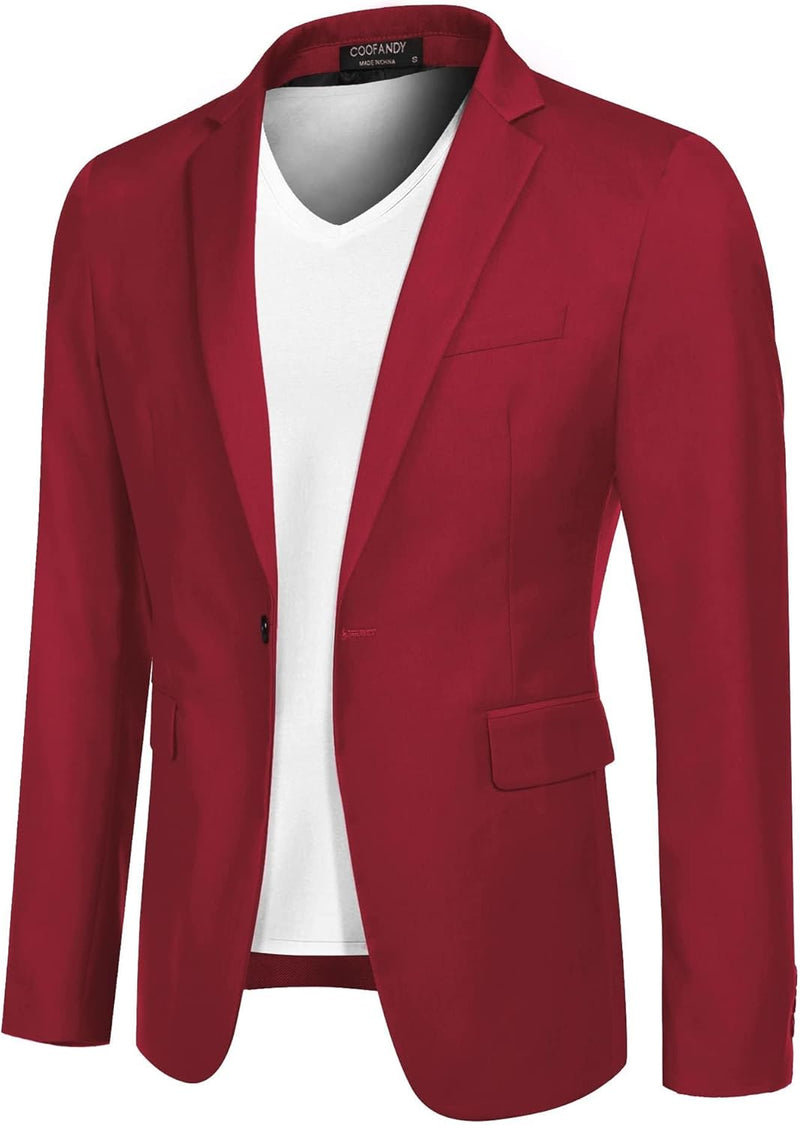 COOFANDY Herren Sportlich Freizeit Blazer Business Sakko Anzugjacke 1 Knöpfe Einfarbig Regular Fit W