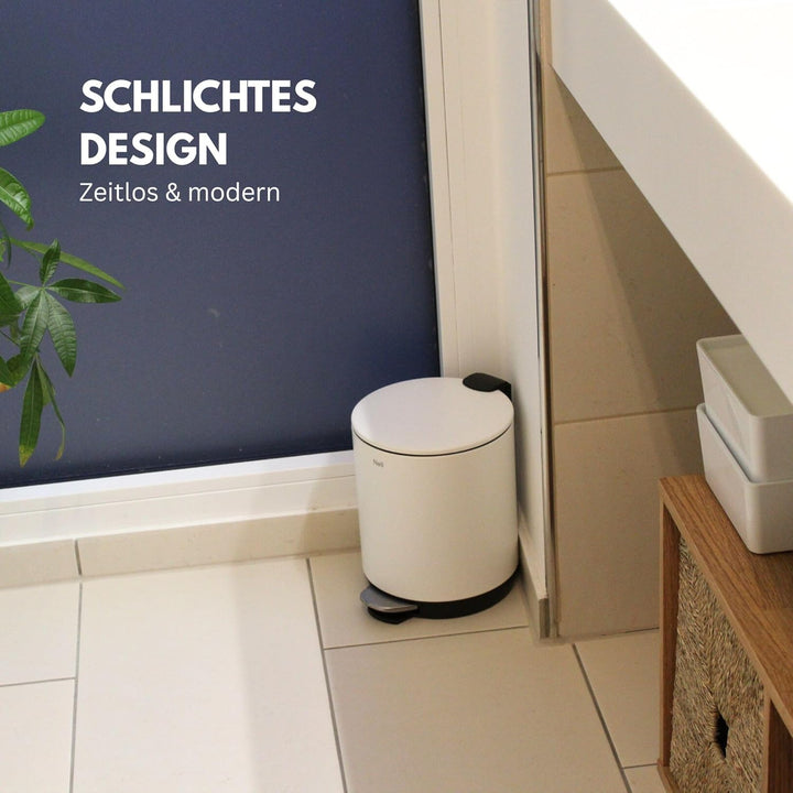 Nell Softclose Kosmetikeimer 5 L – Badmülleimer & Treteimer mit Metallpedal, leisem Deckel & herausn